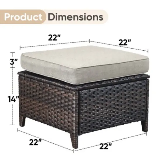 Gymojoy Outdoor Patio Footstool Ottomans with Cushion image {1}