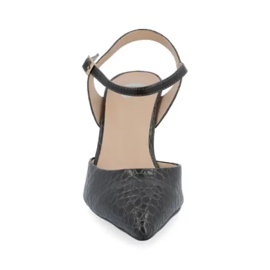 Journee Collection Womens Nixey Croco Texture Buckle Pointed Toe Pumps image {5}