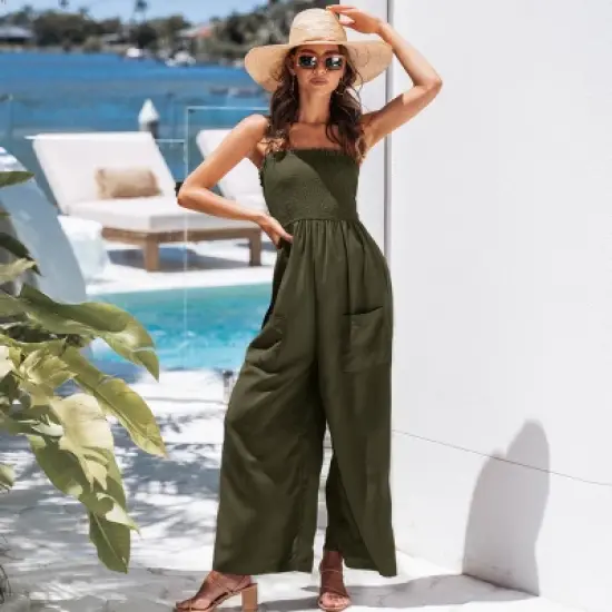 Women's Sleeveless Smocked Jumpsuit -Cupshe image {3}