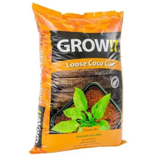 Hydrofarm GROW!T Coco Coconut Fiber Garden Soilless Growing Medium Soil Alternative, Conditioner, and Base, 1.5 Cubic Foot Spread, 24 Pound Bag image {1}