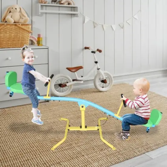 DSVIMOY Children's Seesaw, Double Person 360&deg; Rotating Seesaw with Backrest, Indoor And Outdoor Playground, Multicolor, 104"*36"*28" image {3}