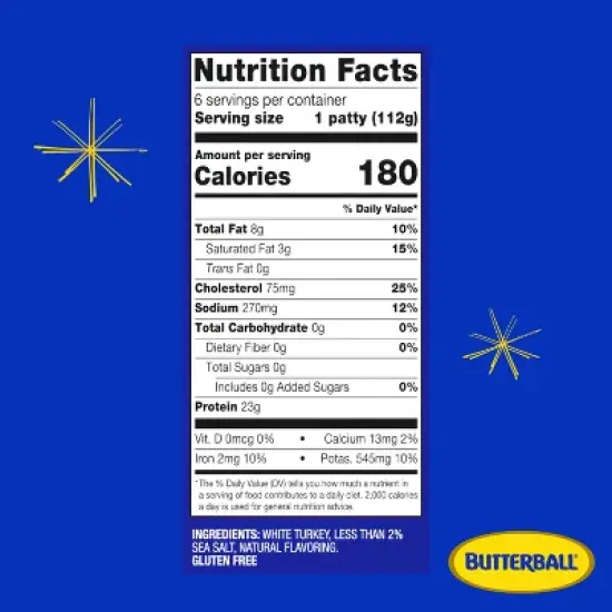 Butterball All White Turkey Burger Patties - Frozen - 24oz/6ct image {5}