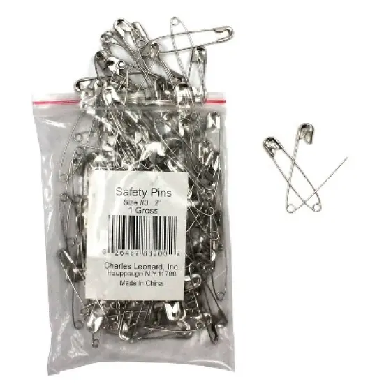 CLI Charles Leonard 2" Safety Pins Silver 144 Per Pack 5 Packs (CHL83200-5)  image {1}
