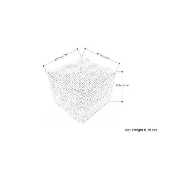 WyndenHall Bayhill Outdoor/Indoor Pouf Cream : Linen Upholstered, Bohemian Style, Spot Clean, No Assembly Required image {8}