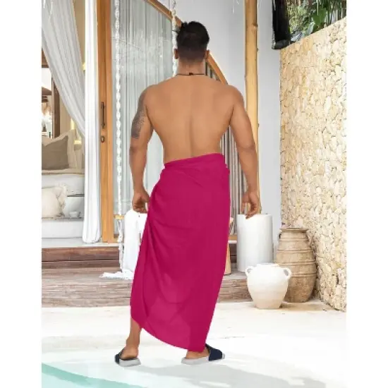LA LEELA Men's Casual Sarong SummerPareo Wrap One Size Magenta image {2}