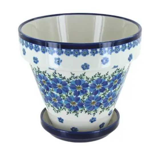 Blue Rose Polish Pottery 891-893 Zaklady Medium Flower Pot image {10}