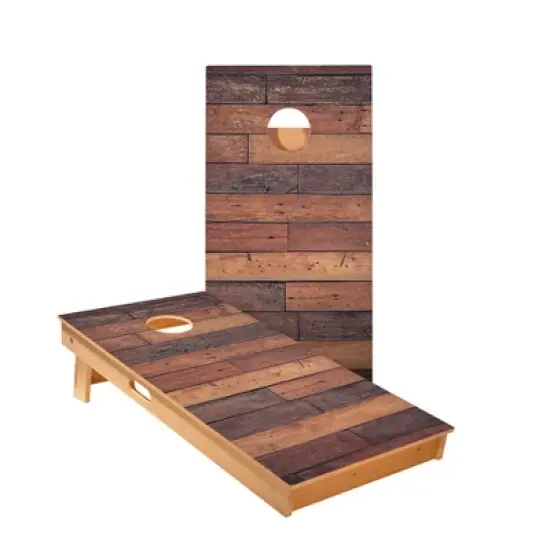 Skips Garage Horizontal Rustic Wood Cornhole Boards - ACA Star Series image {1}