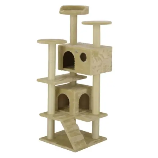 Go Pet Club 53" Beige Cat Tree Condo with Sisal Scratching Posts F2024 - Beige image {2}