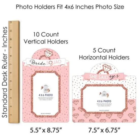 Big Dot of Happiness Bride Squad - Rose Gold Bridal Shower or Bachelorette Party Picture Centerpiece Sticks - Photo Table Toppers - 15 Pieces image {5}