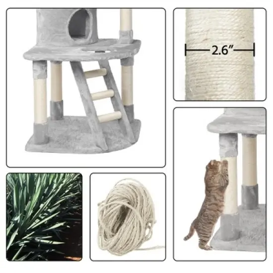 Yaheetech 3-Level Cat Tower with Scratching Post image {3}