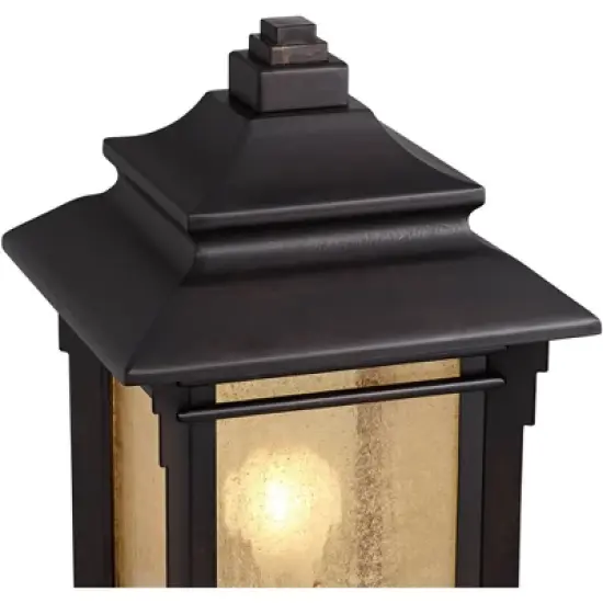 Franklin Iron Works Hickory Point Rustic Farmhouse Outdoor Pier Mount Light Walnut Bronze 16 1/2" Frosted Cream Glass for Exterior Barn Deck House image {2}