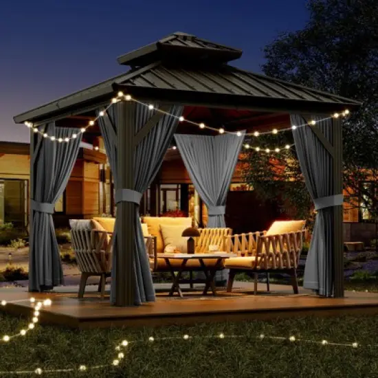 Outdoor Gazebos Canopy 10 x 10 FT Permanent with High Strength Aluminum Frame image {2}