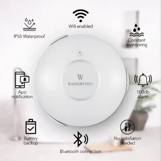 Wasserstein Smart Water Leak Detector with App Notifications and 100dB Sound Alarm - Protects Your Home from Leaks and Water Damage (3-Pack) image {6}