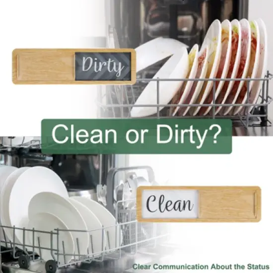 Unique Bargains Kitchen Hotel Indicator Wood Grain Clean Dirty Sign Dishwasher Magnet image {2}