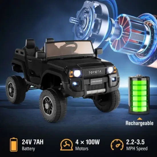 Costway 24V 2 Seater Ride on Car for Kids Licensed Toyota LC250 Ride on Truck with Remote Black/Gray/Navy/Pink/Red image {5}