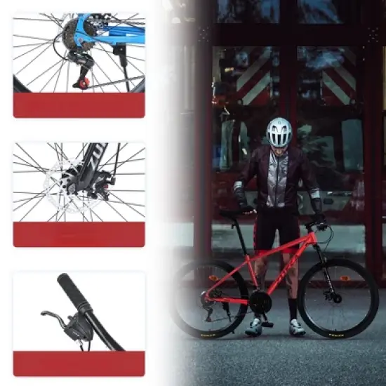 INFURNIC Bicycles, 26 Inch Mountain Bike, MTB with Suspension Fork for Men and Women, Red, 24.41"*37"*65.75" image {2}