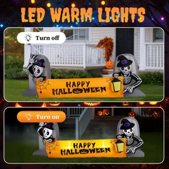 Karl Home 9.6FT Halloween Inflatable Decorations Skeleton Tombstone Banner Outdoor Decorations image {6}