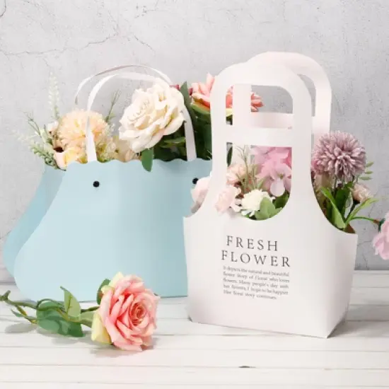 Unique Bargains Flower Bouquet Packaging Bag Gift Bag with Handle for Party Favor 4 Pcs image {4}