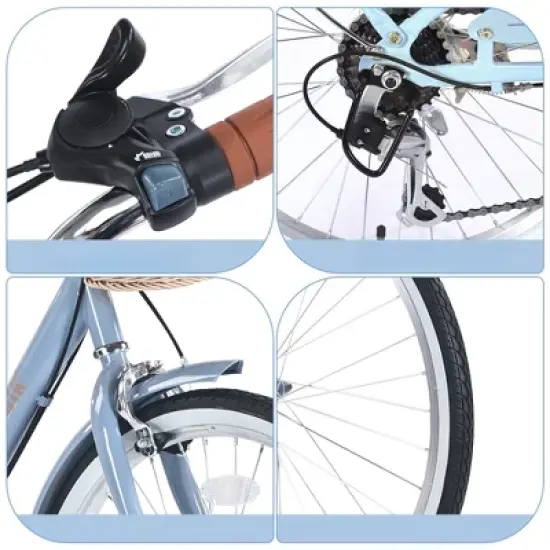 INFURNIC Bicycles, 26 Inch Ladies Bicycle with Basket, Commute Bicycle Women Ladies, Blue, 66.93"*24.8"*41.34" image {2}