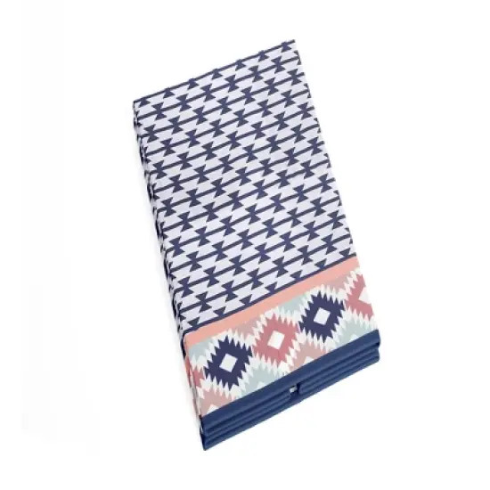 Bacati - Emma Kilim Coral/Mint/Navy Collapsible Laundry Hamper image {2}