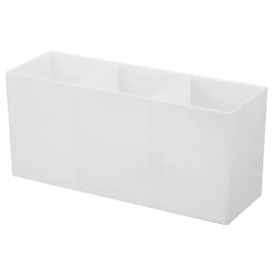 Unique Bargains Office Desk 3 Compartments Acrylic Pen Pencil Holder image {9}