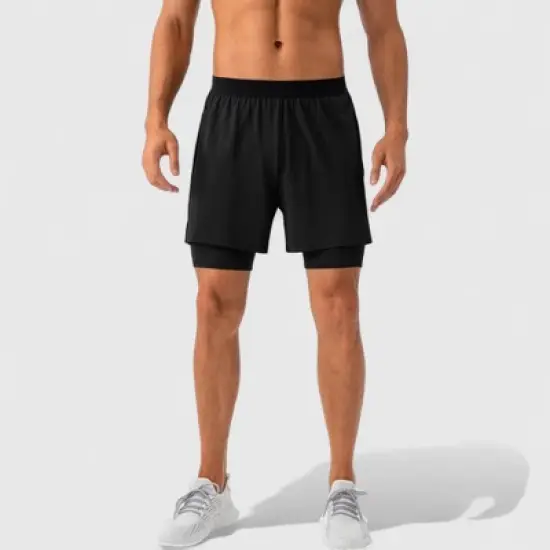 Anna-Kaci Active Men's 2-in-1 Training Shorts with Inner Compression Layer and Elastic Waistband image {1}