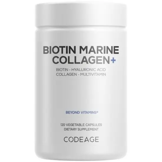 Codeage Wild Caught Biotin Marine Collagen Peptides Capsules, Vitamin C, E & Hyaluronic Acid - 120ct image {13}