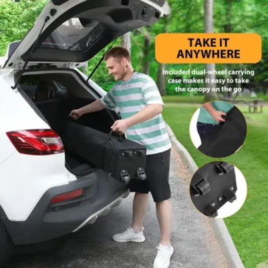 10X10FT Pop Up Canopy - Commercial Instant Shelter, Adjustable Heights, with Wheeled Bag, Portable Gazebo for Patio, Deck, Garden, Beach image {3}