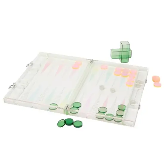 Sunnylife Lucite Backgammon - Ombre Sherbert - Classic Game, Carry Case image {7}