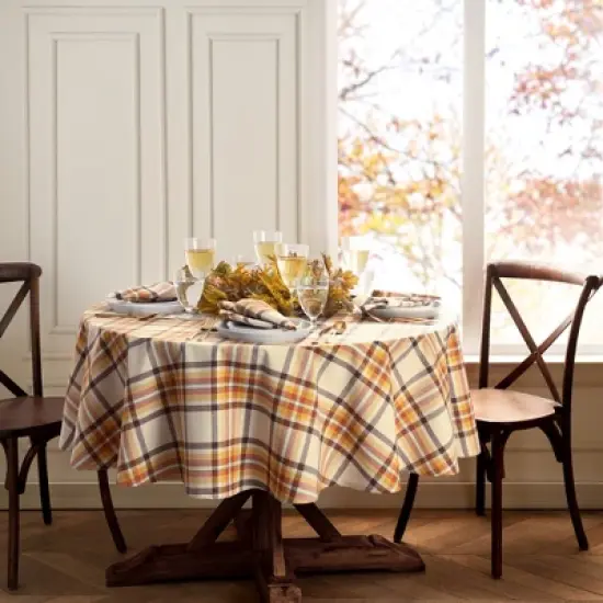 Russet Harvest Woven Plaid Tablecloth - Elrene Home Fashions image {3}