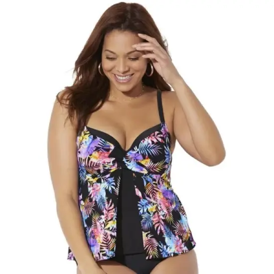 Swimsuits for All Women&rsquo;s Plus Size Faux Flyaway Underwire Tankini Top image {5}