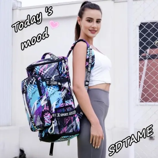 Gym Duffle Bag Backpack with Shoe Compartment,4 ways Travel Backpack for Women and Men image {8}