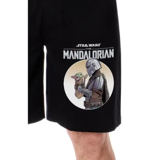 Star Wars Men's The Mandalorian Baby Yoda Grogu Sleep Pajama Shorts Black image {1}