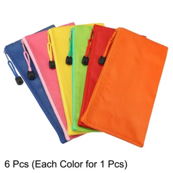 Unique Bargains Waterproof Cloth Zipper Home Office Travel File Bags 6 Pcs image {2}
