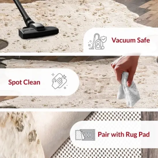 Nuloom Iraida Animal Print Shaped 5x7 Indoor Area Rug for Living Room Bedroom Dining Room Kitchen, Gold/Off White image {9}