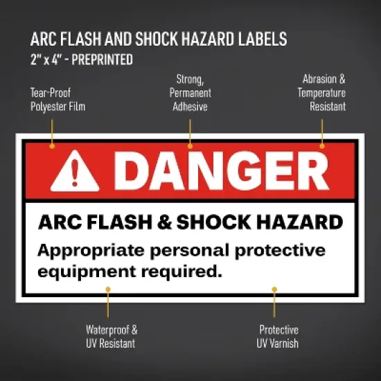 Avery Arc Flash/Danger Labels, Waterproof, UV Resistant, Preprinted, 2" x 4", 20 Warning Decal Labels image {1}
