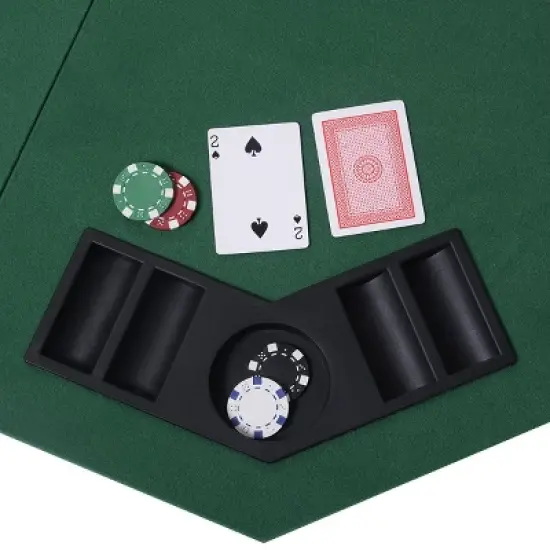 Costway 48" Green Octagon 8 Player Four Fold Folding Poker Table Top & Carrying Case image {2}