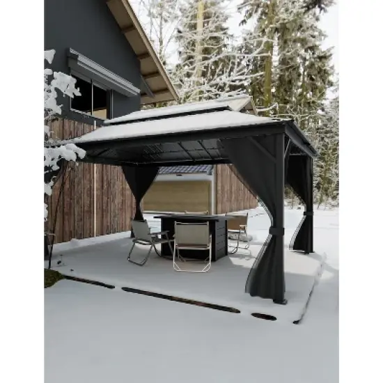 GustoWave 12'x16' Outdoor Double Hardtop Patio Gazebo for Deck, Backyard, Lawn, Garden image {3}