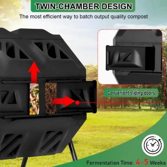 BestMassage Compost Bin 43 Gallion Outdoor Compost Tumbler for Garden Patio image {3}