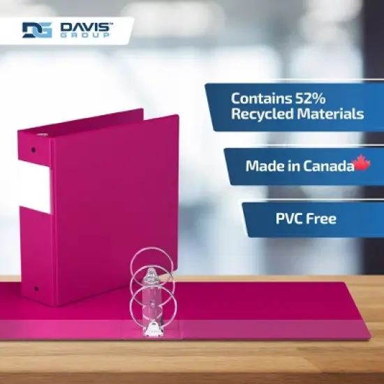 Premium Economy 3" Round Ring Binder 6pk Pink: Davis Group, Hard Cover, 600 Sheet Capacity, 2 Pockets, Polypropylene image {6}