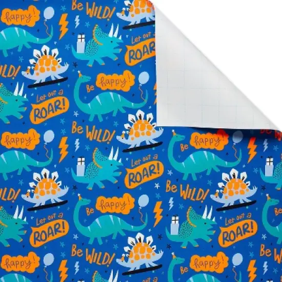Dinosaur Kids' Wrapping Paper - Spritz&trade;: Multicolor Monster Theme, Birthday & All Occasions, 90.4" x 30" Gift Wrap image {2}