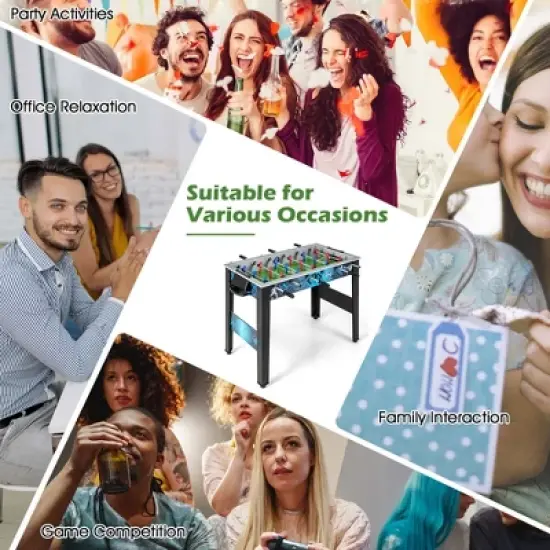 Costway Foosball Table Game Set with 2 Footballs, Smooth Handle, 18 Realistic Players image {7}