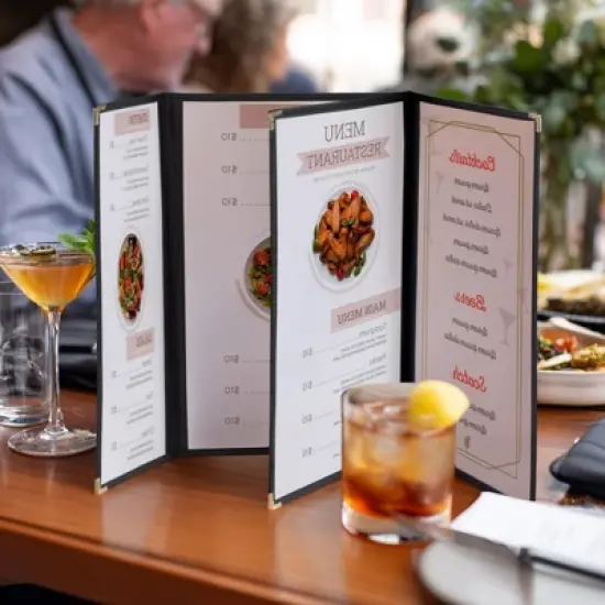 WeChef 30 Pcs Menu Covers 8.5x14" 3 Page 6 View & 4.25x14" Half Page Wine List image {8}
