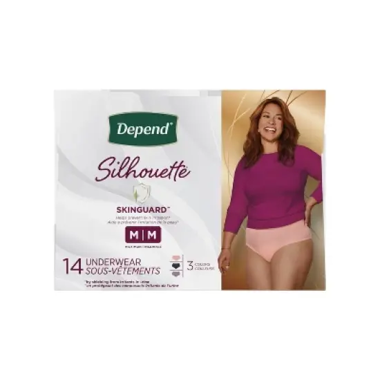 Depend Silhouette Incontinence & Postpartum Underwear for Women - Maximum Absorbency - M - Pink & Black - 14ct image {11}