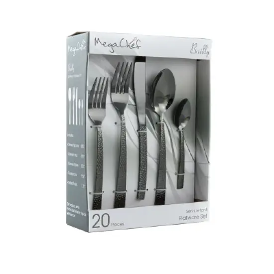 Megachef Baily 20 Piece Flatware Utensil Set, Stainless Steel Silverware Metal Service for 4 image {6}