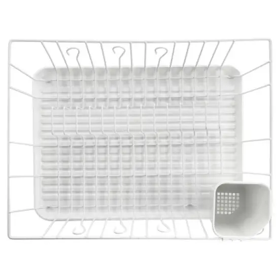 MegaChef 17.5 Inch Single Level Dish Rack with 14 Plate Positioners and a Detachable Utensil Holder image {4}