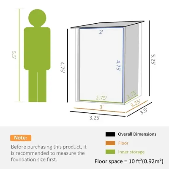 NicBex 3.3x3.4 Ft Metal Outdoor Storage Tool Shed with 2 Vents and Lockable Door for Garden,Patio,Backyard,Gray image {2}