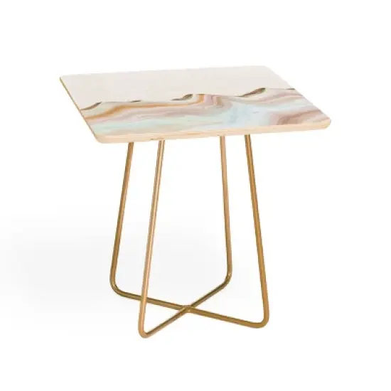 Marta Barragan Camarasa Marbling Mountains Side Table Gold - Deny Designs image {2}