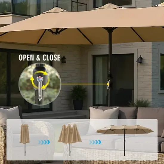 YARDSIGHT 12.5x6.7FT Large Rectangular  Outdoor Market Umbrella  without Base &ndash;Sturdy Frame & UV-Resistant Canopy for Garden, Deck, Pool, and Backyard image {3}