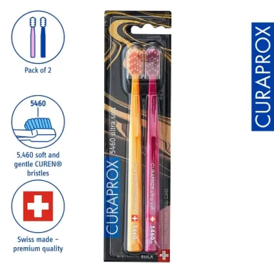 Curaprox CS 5460 Marble Edition, Ultra Soft Toothbrush for Gentle and Powerful Daily Cleaning, 2 pcs image {2}